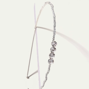 Handmade Alloy Rhinestone Bridal Headband Silver Sparkling Wedding Hair Hoop Elegant Wave Hairband For Women Party Accessories
