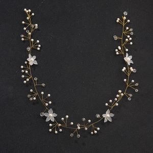 Handmade Bridal Hair Vine Faux Artificial Pearl Frosted Flower Crystal Beads Wedding Headpiece For Women Brides Hair Accessories