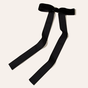 Elegant black long velvet ribbon bow hair clip for bridal wedding hairstyles