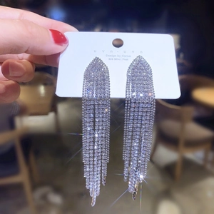 Boucles d'Oreilles Pendantes Longues à Gland et Strass Avec Tige en Argent Sterling 925 Bijoux en Alliage et Cristal pour Femme Mariage Fête