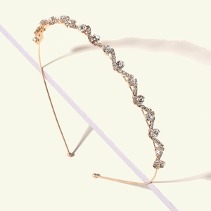 Serre-tête Ondulé en Alliage de Luxe avec Strass pour Femmes Incrusté de Cristal pour Mariage Fête Accessoires de Cheveux