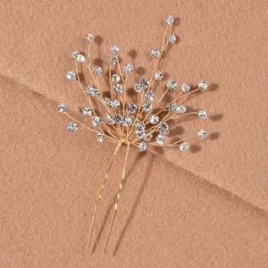 Épingle à cheveux de mariée avec strass scintillants et fil d'or pour coiffures de mariage