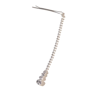 Elegant silver rhinestone tassel hair clip with long sparkling zircon fringes for women