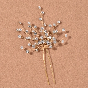 Épingle à cheveux dorée pour mariée avec strass et cristaux pour coiffures de mariage