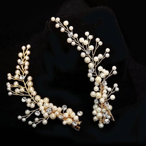 Pinces à Cheveux Branche en Alliage pour Mariée Avec Künstliche Perles d'Imitation et Strass Accessoires de Cheveux Faits à Main Mariage Femme Bijoux