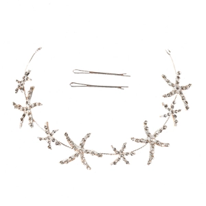 Silver starfish bridal headpiece set with sparkling rhinestones for wedding hairstyles
