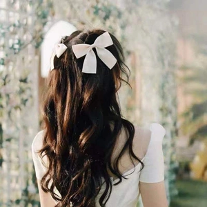2Pcs Satin Ribbon Bow Hair Clips For Women Bridal Wedding Elegant French Style Side Clips Headwear Hair Accessories Set