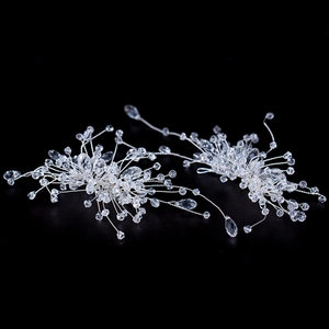 Épingles à cheveux de mariée avec cristaux étincelants et fils d'argent pour mariages