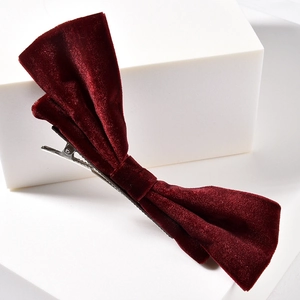 Barrette à cheveux élégante en velours bordeaux avec nœud pour mariage et coiffure