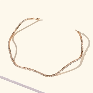 Serre-tête doré ondulé élégant avec strass brillants pour décoration de cheveux