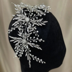 Korean Simple Silver Star Rhinestone Bridal Headband Hand-woven Leaf Floral Wedding Hair Vine Accessories For Women Party