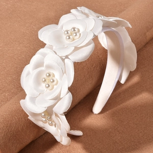 Serre-tête Fait Main Style Forêt Fleurs Blanches 3D Künstliche Perles Accessoires Cheveux Mariée Mariage Pour Femmes Photographie Élégant Coiffe Florale