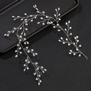 Handmade Bridal Hair Vine Artificial Pearl Floral Headpiece For Wedding Party Elegant Romantic Women Hair Accessories