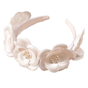 Serre-tête élégant à fleurs blanches avec perles pour mariée et coiffure de fête