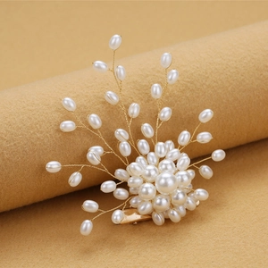 Elegant Handmade Artificial Pearl Flower Hair Clip Brooch Dual Use Gold Silver Floral Hairpin For Wedding Party Women Jewelry