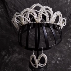 Set di Cerchietto per Capelli Sposa con Fiori di Künstliche Perle e Orecchini a Goccia Lega Strass Matrimonio Gioielli per Donna Accessori