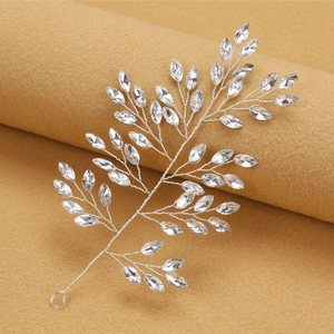 Exquisite bridal hair vine with marquise rhinestones on silver wire for wedding hairstyles