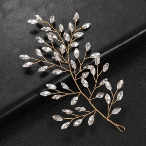 Handmade Alloy Rhinestone Bridal Hair Vine Wedding Accessories For Women Gold Silver Leaf Branch Headpiece Jewelry Gift