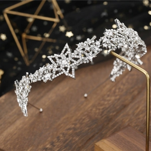 Alloy Star Rhinestone Bridal Headband Silver Sparkling Wedding Hair Accessories For Women Party Formal Event Hair Jewelry
