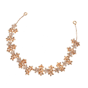 Eleganter goldener Braut-Haarreif mit Legierungsblumen und funkelnden Kristallen für Hochzeiten
