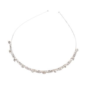 Elegant bridal silver metal headband with shimmering round rhinestones for wedding occasions