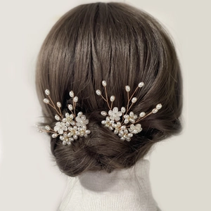 Horquilla de Pelo Hecha a Mano Flor Perla Artificial de Imitación Aleación Diamante de Imitación Pin de Pelo Novia Boda Fiesta Mujer Accesorios Pelo Elegante