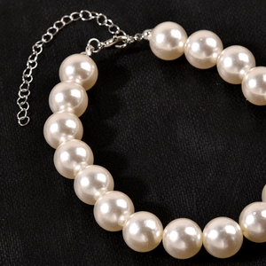 Lolita style white pearl anklet accessory for JK shoes with silver lobster clasp and chain