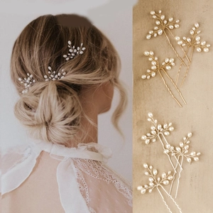Handmade Artificial Pearl Bridal Hairpin Minimalist U-Shaped Branch Hair Sticks Gold Silver Wedding Party Hair Accessories For Women