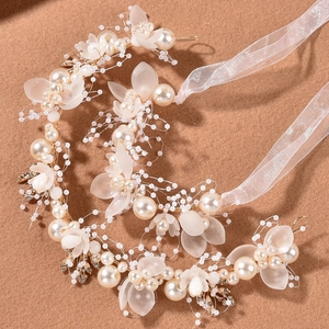 Set di Ghirlanda e Bracciale da Sposa con Künstliche Perle e Fiori Fatti a Mano per Matrimonio Festa Donna Ragazza Elegante Cerchietto Floreale Accessorio