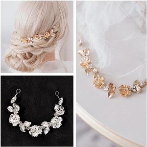 Mariage Mariée Alliage Strass Fleur Feuille Vigne De Cheveux Bandeau Or Argent Accessoires De Cheveux Femme Bijoux