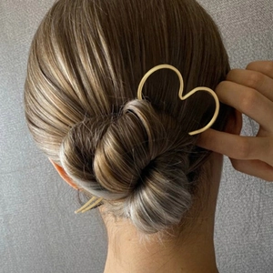 Épingle à Cheveux Minimaliste en Alliage d'Or Forme de Cœur pour Femmes Accessoires de Coiffure Élégants Pic à Cheveux Métal