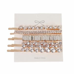 Lot de 5 barrettes à cheveux dorées élégantes avec strass en cristal géométriques scintillants