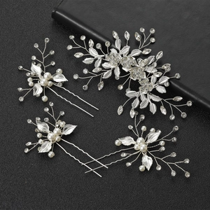 Alloy Rhinestone Bridal Hairclip And Hairpins Wedding Accessory Elegant Flower Leaf Design Headpiece For Women Jewelry
