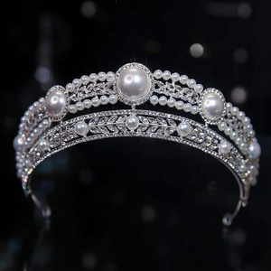 Couronne de Mariée de Luxe en Alliage Double Couche avec Künstliche Perles et Strass Coiffe Élégante pour Mariage et Fête Bijoux Femme