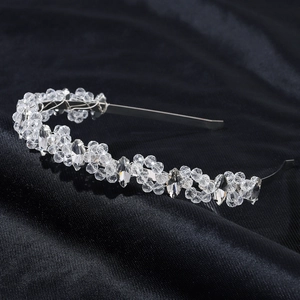 Bridal Wedding Headband Alloy Rhinestone Flower Hair Hoop Elegant Crystal Hair Accessories For Women Party Banquet Jewelry