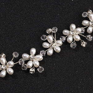 Exquisite pearl soft chain headband with rhinestones for bridal wedding hair accessories