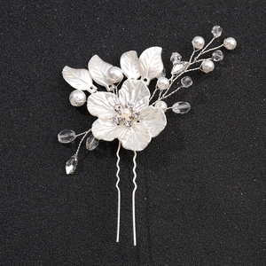 Épingles à Cheveux Mariée Fleur Feuille Faites à la Main pour Mariage Fête Élégantes Or Argent en U Künstliche Perle Strass Bijoux