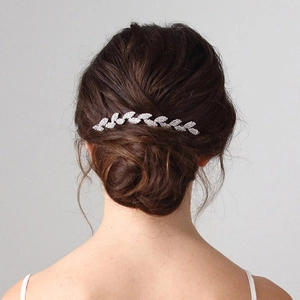 Elegant Bridal Rhinestone Leaf Hair Comb Gold Silver Alloy Vine Design Hair Accessory For Wedding Banquet Formal Women Jewelry