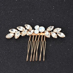 Élégant Peigne à Cheveux en Alliage Doré Avec Cristal Marquise et Perles d'Opale pour Mariage Fête Mariée Accessoires Femmes