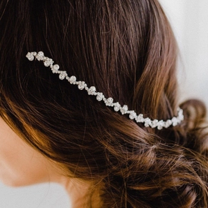 Bridal Wedding Rhinestone Hair Chain Double Comb Headpiece Alloy Vine Wave Hair Vine Accessory For Women Party Jewelry