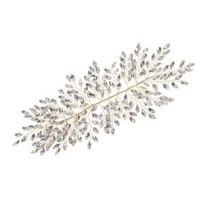 Peigne à cheveux de mariée luxueux avec branches dorées et strass marquise
