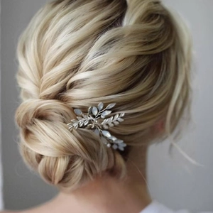 Épingles à Cheveux de Mariage en Feuille d'Or et d'Argent avec Strass pour Mariée Opale Diamant d'Eau Épingles à Cheveux en Forme de U Accessoires de Cheveux pour Femmes Fête
