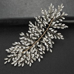 Peigne à Cheveux Mariée de Luxe Avec Design de Feuille en Strass Marquise Plaqué Or Argent Bijoux de Tête de Mariage