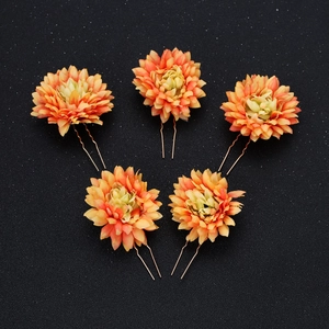 Elegant Floral Bridal Hair Stick Alloy Fabric Flower U Shaped Hairpins For Wedding Photography Party Women Hair Accessories