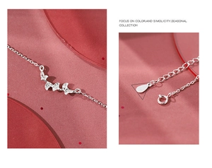 Detail of S925 sterling silver ginkgo leaf bracelet with hallmark and clasp