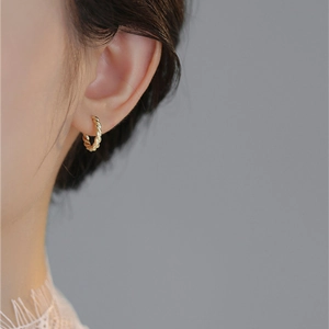 Twisted Rope Copper Hoop Earrings For Women Minimalist Electroplated Gold Geometric Twisted Loop Earrings Fashion Jewelry Gift