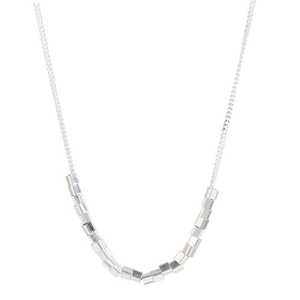 Minimalist S925 sterling silver necklace featuring small geometric square cube pendants