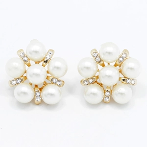 Boucles d'oreilles fleur en perles dorées avec cristaux pour accessoires de mariée