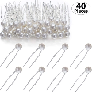 Épingles à Cheveux Künstliche Perle Mariée Forme de U Métal Argenté Künstliche Perle d'Imitation pour Femmes Fête Accessoires de Coiffure Bijoux