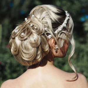 Ensemble d'épingles à cheveux de mariage avec perles 8mm et bandeau en dentelle perlée chic
